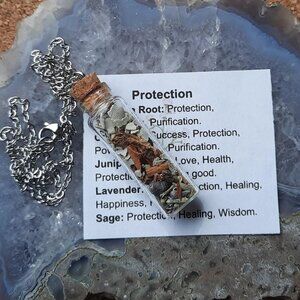 Protection - Spell Bottle Necklace - Manifest Magic Spell Reiki Energy - Energy